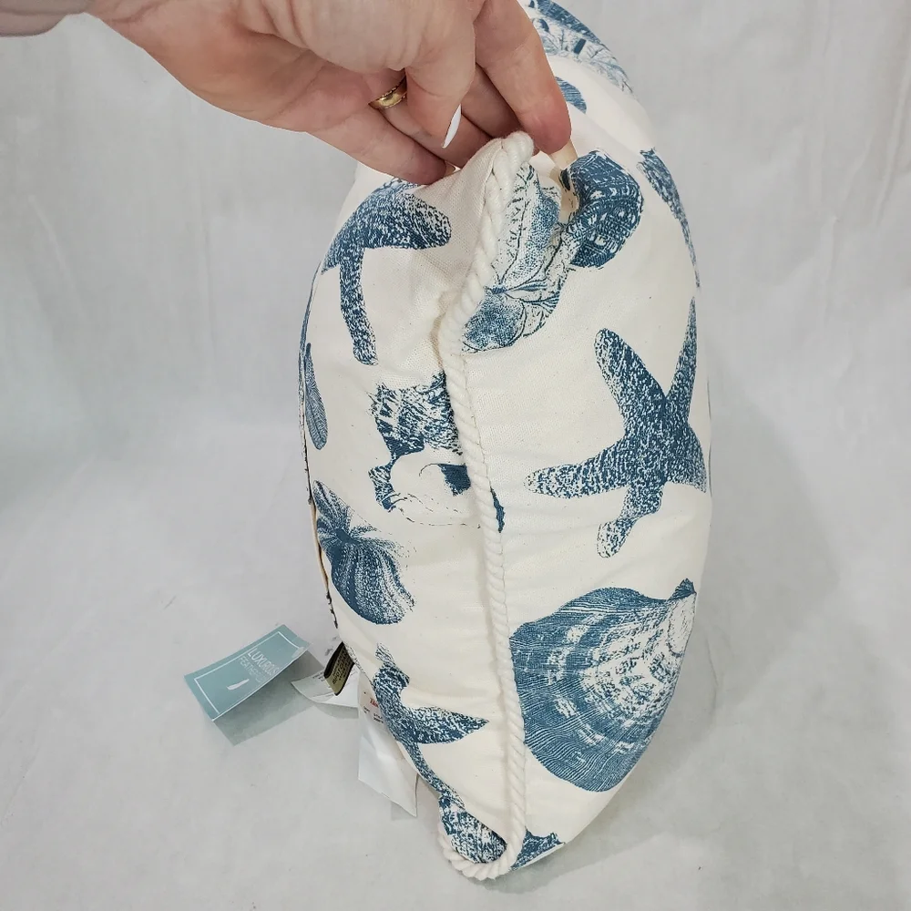 NWT Stratford Beach House Shell Coastal Canvas Down Filled Nautical Decor Pillow